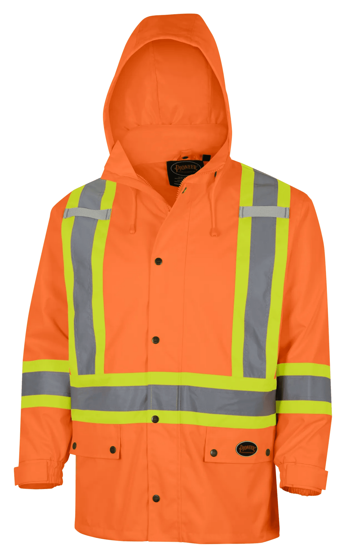 Veste imperméable Pioneer 5575A à capuchon amovible, orange Hi-Vis