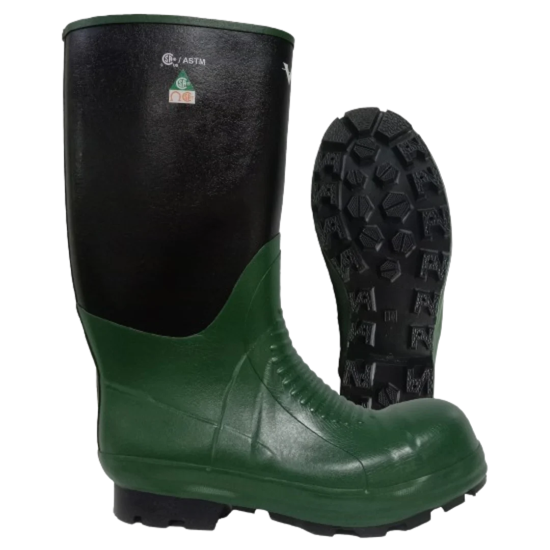 Botte de travail en caoutchouc Viking VW8-3, embout et plaque en acier, verte et noire