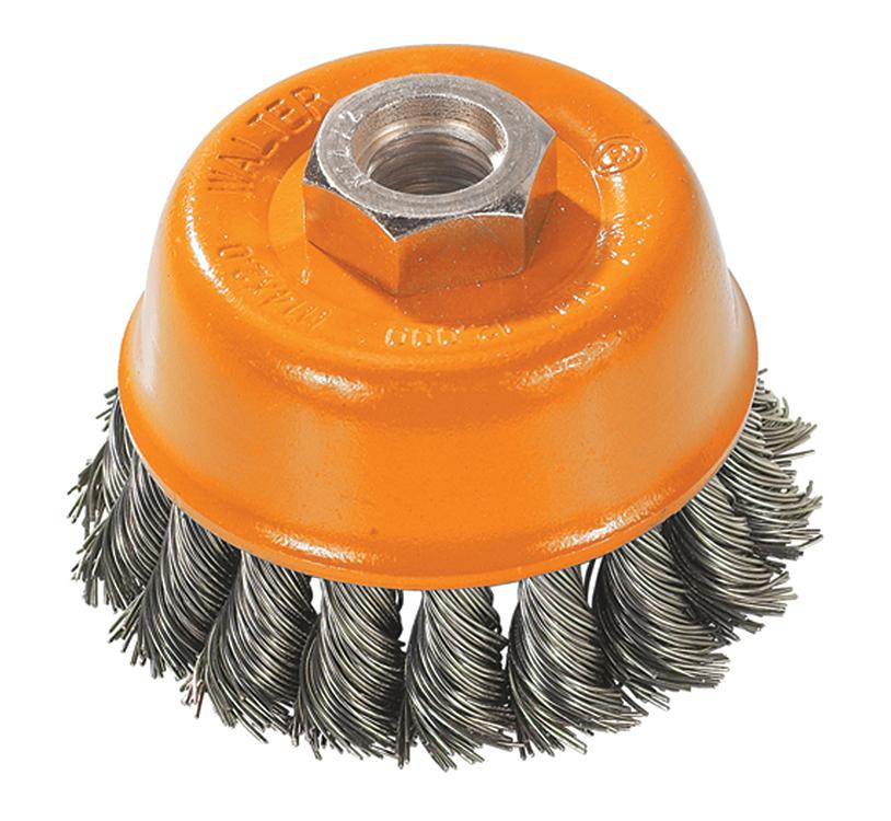Brosse boisseau à fils Walter 13F304, diamètre 3 po, 5/8 po-11, fils en acier au carbone noués 0,015 po