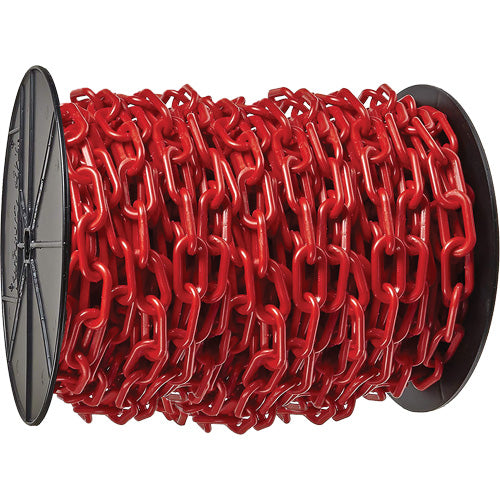 Chaîne de sécurité en plastique Mr. Chain 51105, rouge, maillons de 2 po, longueur 100 pi