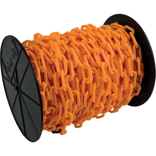 Chaîne de sécurité en plastique Mr. Chain 51112, orange, maillons de 2 po, longueur 100 pi