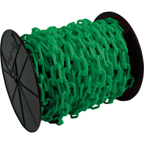 Chaîne de sécurité en plastique Mr. Chain 51104, verte, maillons de 2 po, longueur 100 pi