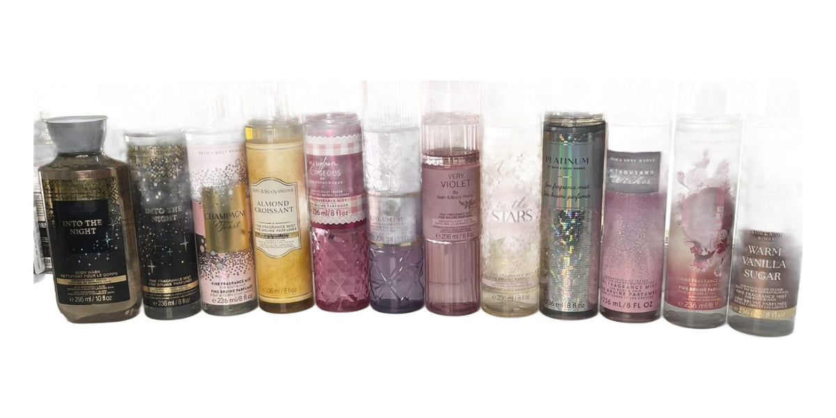 Brumes parfumées Bath & Body Works – plusieurs senteurs, fond blanc