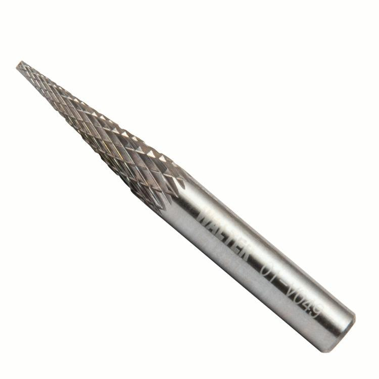 Fraise rotative en carbure Walter 01V049 SM-3, cône, taille double, queue 1/4 po