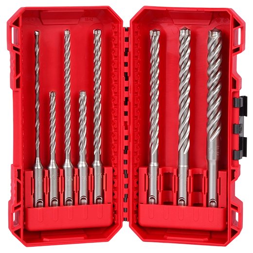 Coffret de 8 forets SDS-Plus à 4 tranchants, 5/32 à 1/2 po, Milwaukee 48-20-7663