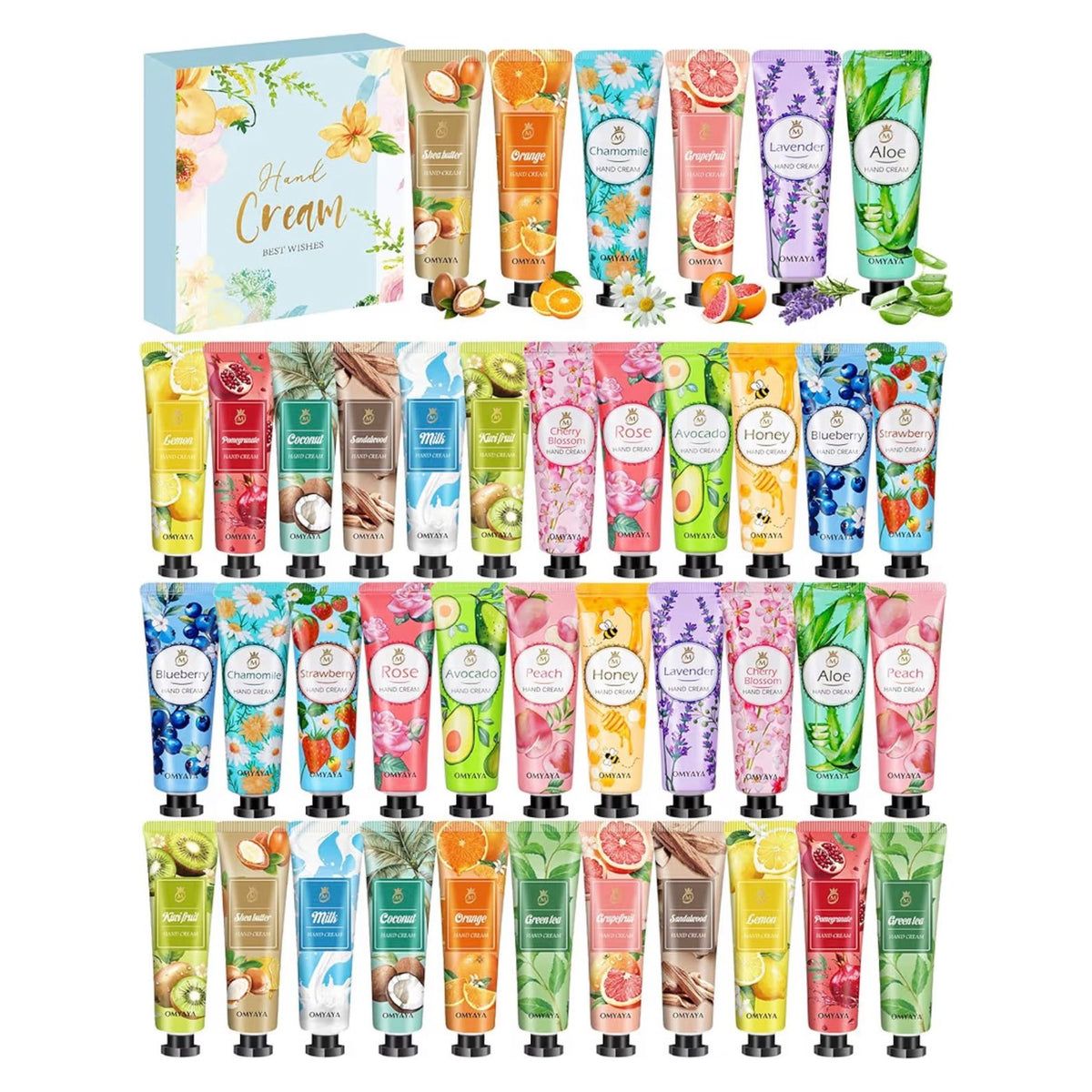 Crèmes pour les mains Omyaya – parfums assortis
