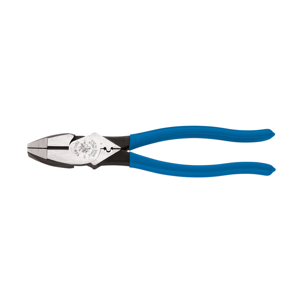 Pince de monteur (lineman’s) avec sertissage, 9 po, manches bleu clair, Klein Tools D2000-9NECR