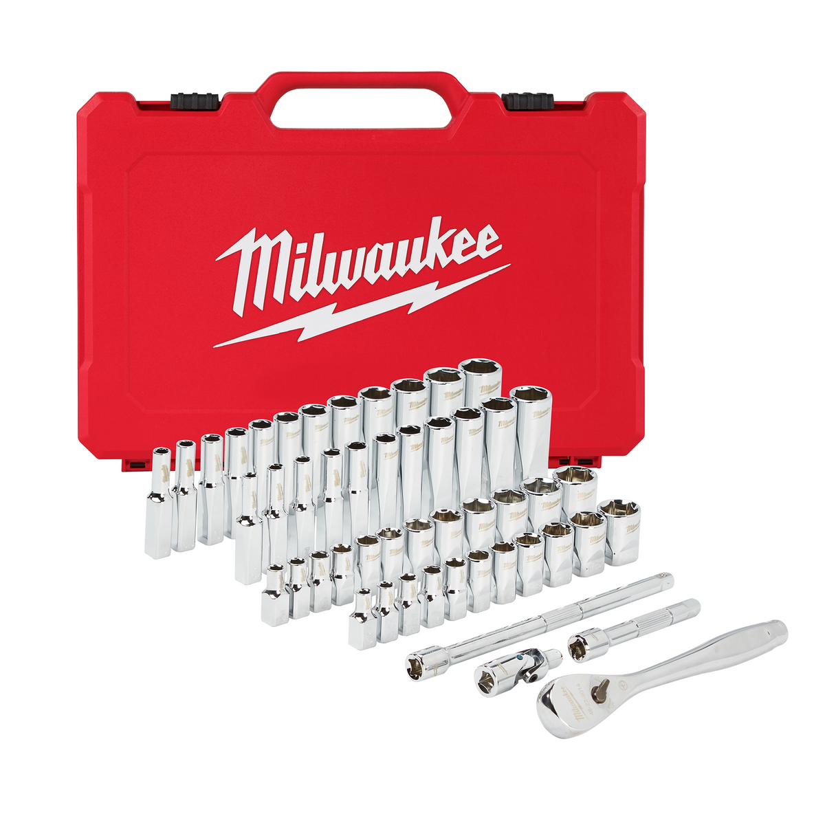 Jeu de cliquet et douilles pouces/métriques Milwaukee 48-22-9004, 50 pièces, entraînement 1/4 po
