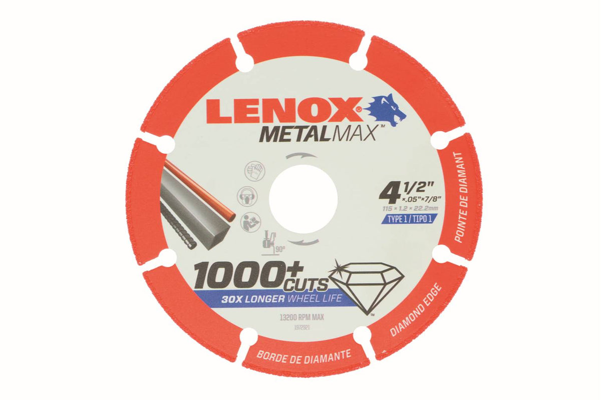 Disque de coupe diamant Lenox Metalmax 1972921, 4-1/2 po (114 mm), alésage 7/8 po