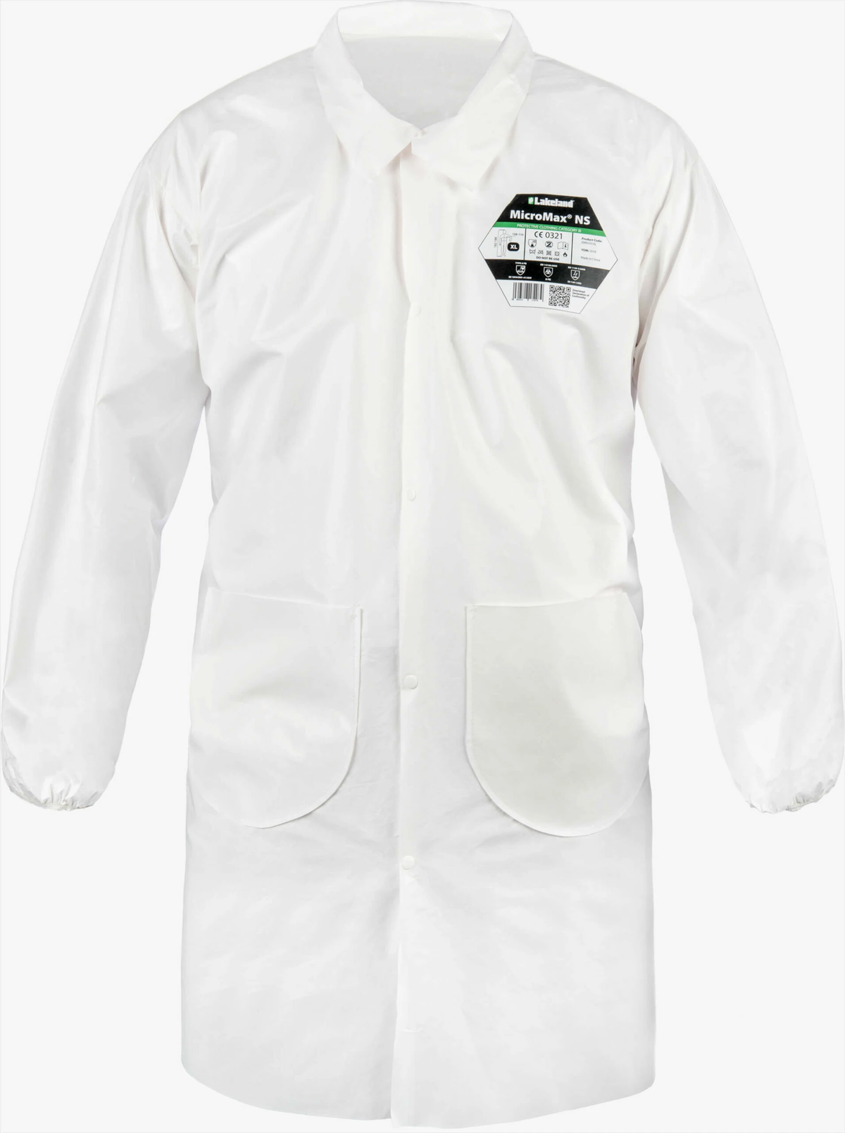Sarrau jetable Lakeland EMN101 blanc avec col, caisse de 25 (prix pour la caisse)