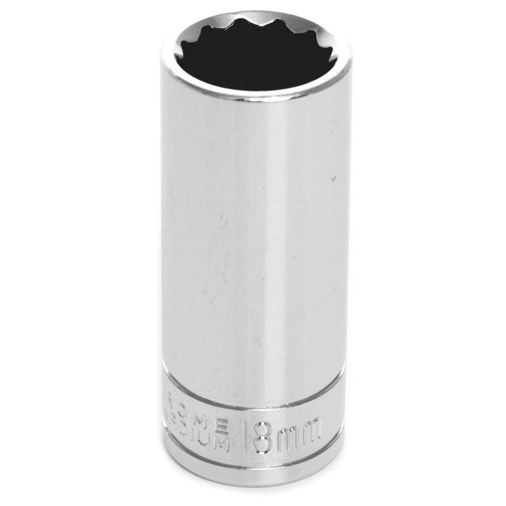 Douille longue métrique Performance Tool W38718, carré 3/8 po, 18 mm, 12 pans