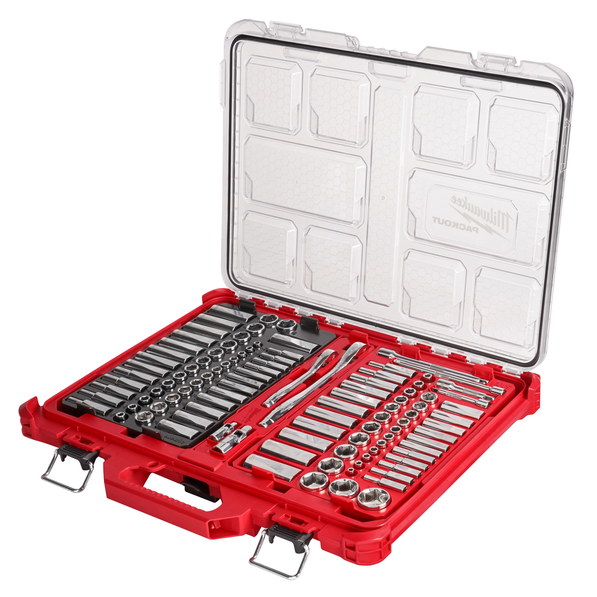 Jeu de cliquets et douilles 1/4 et 3/8 po Milwaukee 48-22-9486, 106 pièces, avec rangement