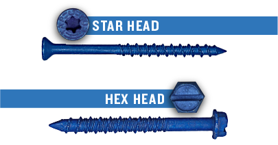 Vis à béton Tapcon Climaseal bleu, tête hexagonale fendue 3/16″ x 1-1/4″ - 10 pcs avec foret
