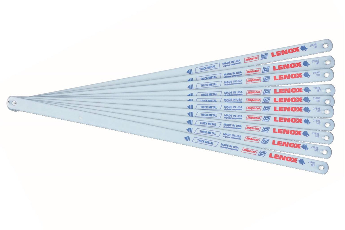 Lames de scie à métaux bimétal Lenox 20144 (218HE), 12 po x 1/2 po, 18 dents/po, paquet de 10