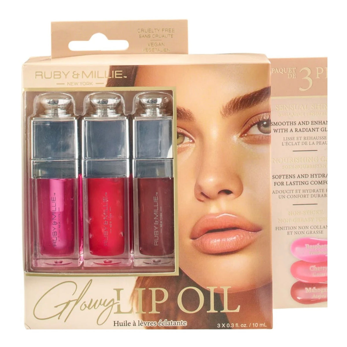 Huile à lèvres Ruby & Millie Glowy Lip Oil – coffret de 3
