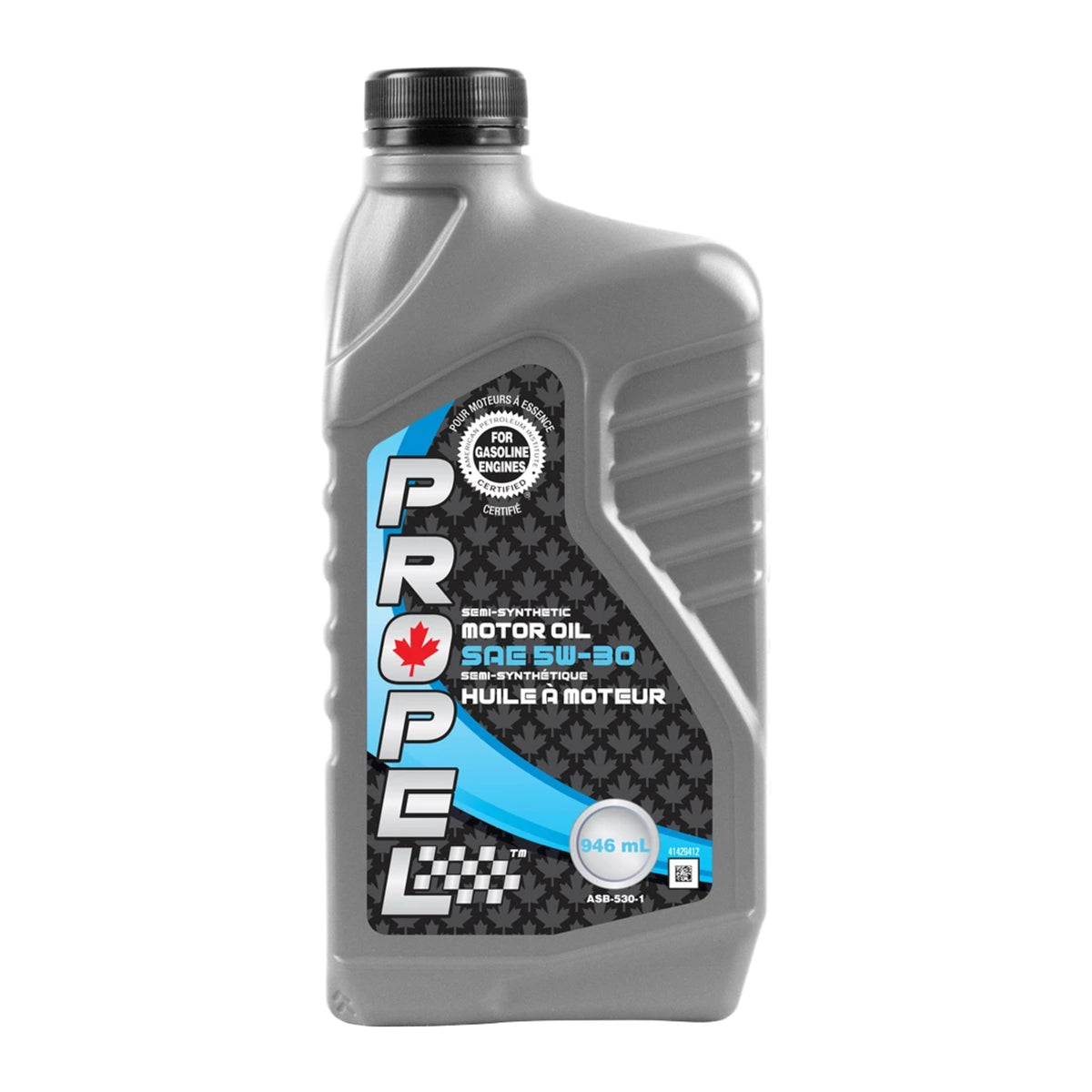 Bouteille d'huile moteur Propel 5W-30 semi-synthétique 946 ml sur fond blanc