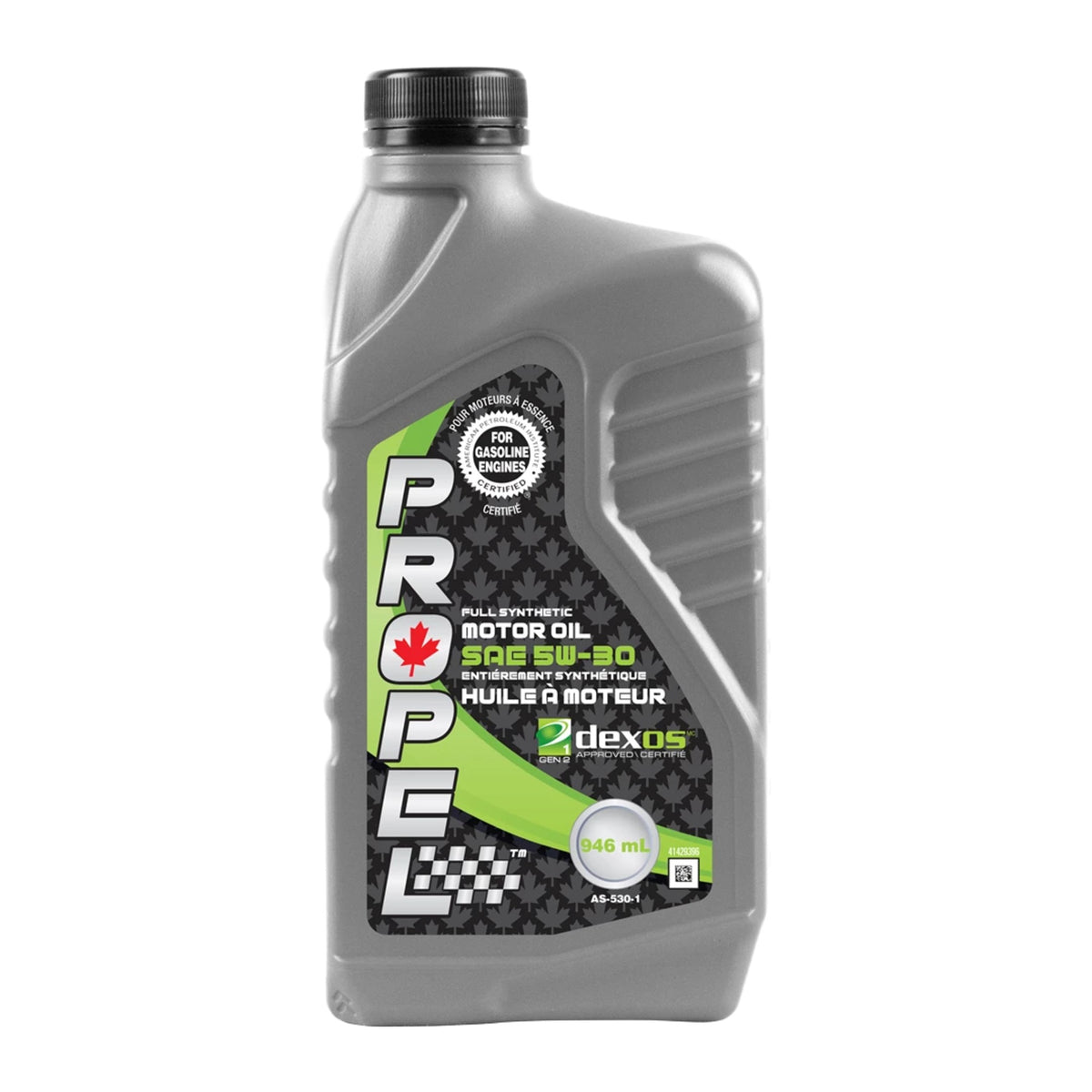 Bouteille d'huile moteur Propel 5W-30 synthétique 946 ml sur fond blanc