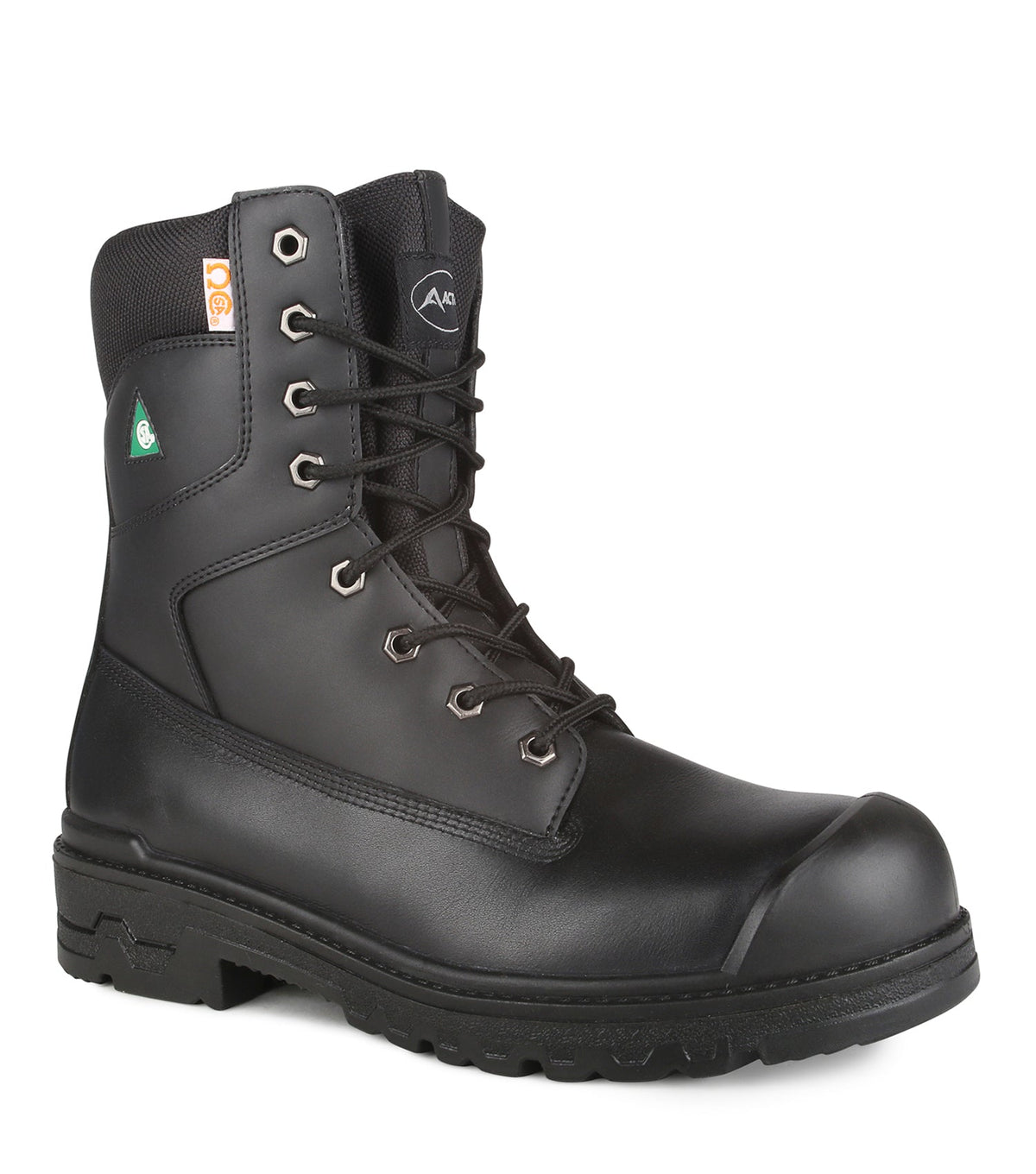 Botte de travail en cuir Acton A9045-11, 8 po, embout et plaque en acier, noire