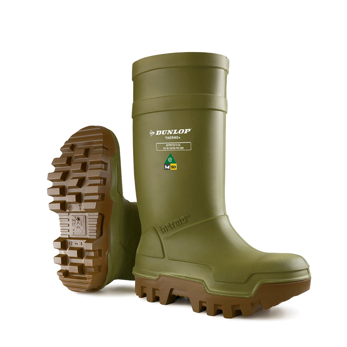 Botte de travail isolée en PU Dunlop D662843-25, 15 po, embout et plaque en acier