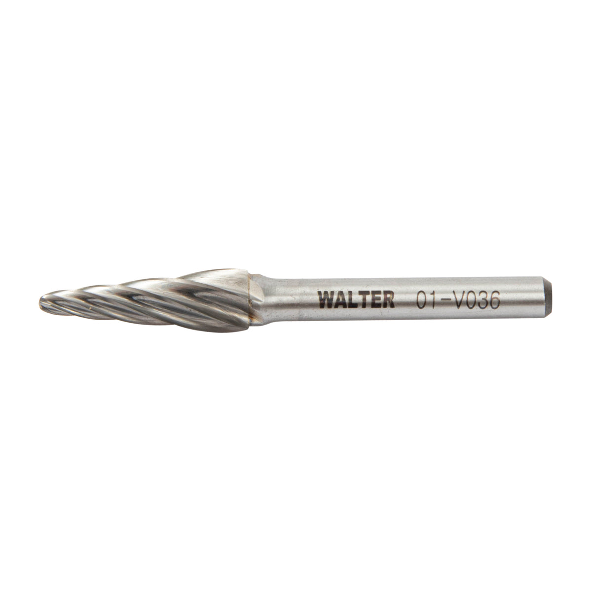 Fraise rotative en carbure Walter 01V036 SL-3, angle inclus de 14°, taille non ferreux, queue 1/4 po
