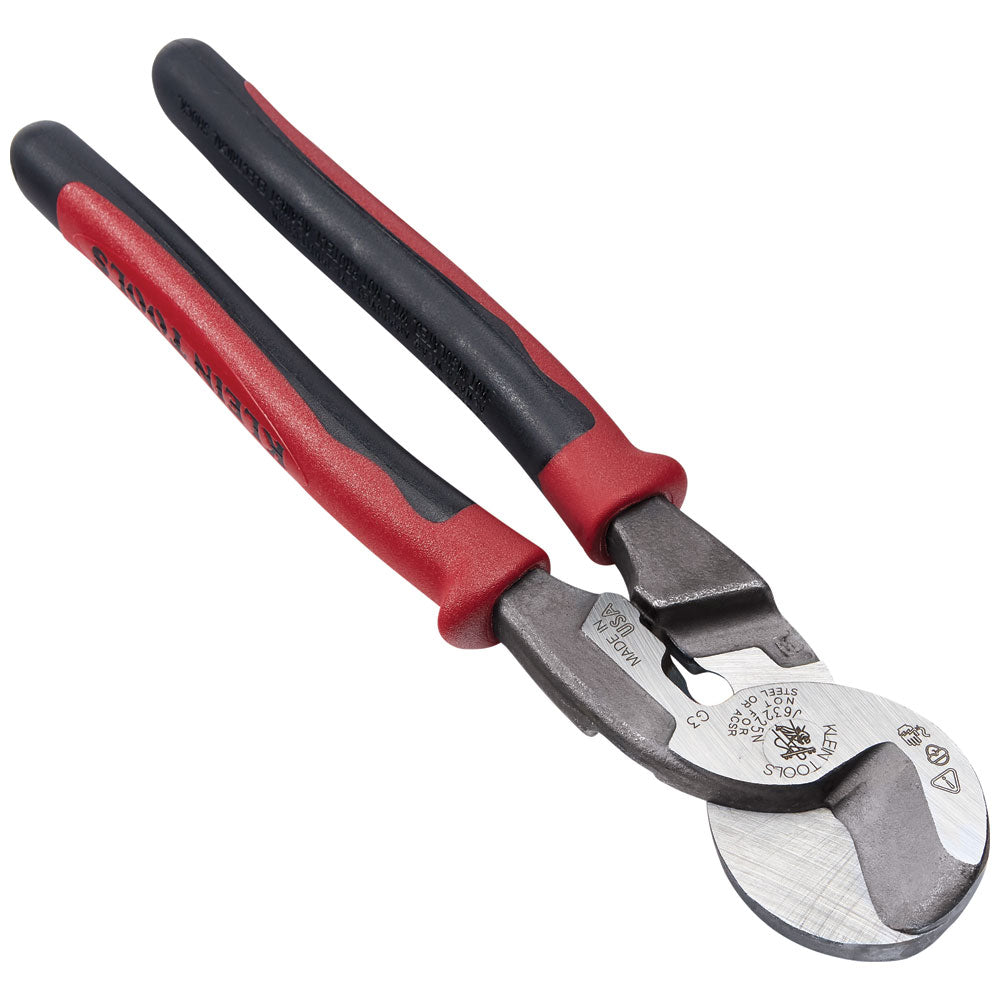 Coupe-câble avec trou de dénudage, 9,32 po, manches rouges et noirs, Klein Tools J63225N