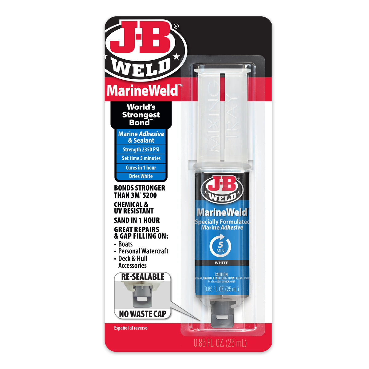 Adhésif époxyde marin à deux composants J-B Weld MarineWeld, seringue de 25 mL, blanc