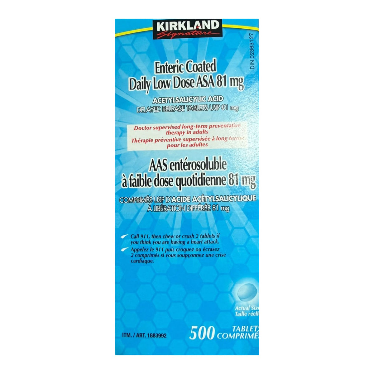 Kirkland Signature AAS 81 mg entérosoluble – 500 comprimés