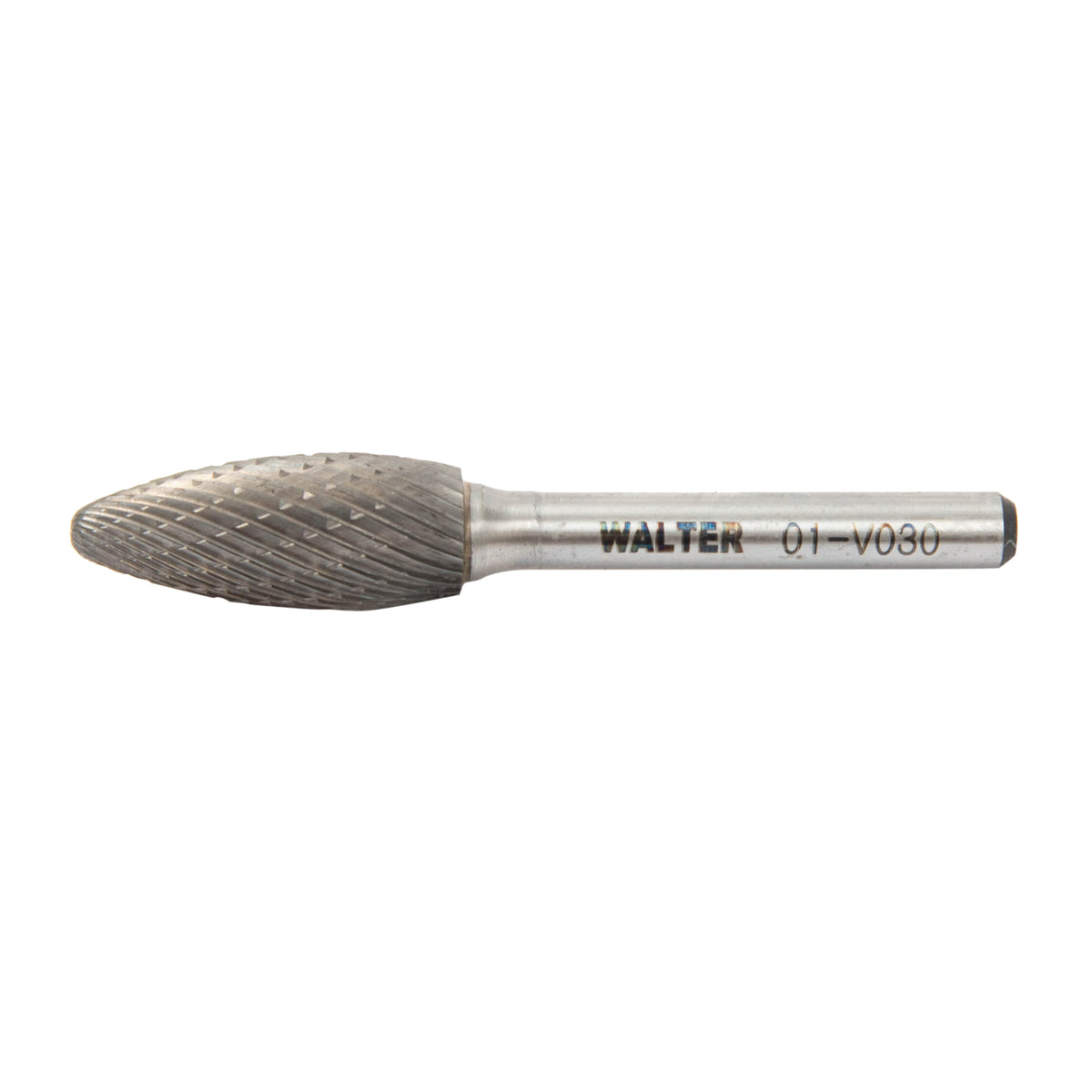 Fraise rotative en carbure Walter 01V030 SH-5, flamme, taille double, queue 1/4 po