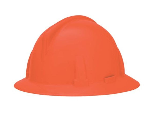 Casque MSA 804397, large bord, à fentes, orange