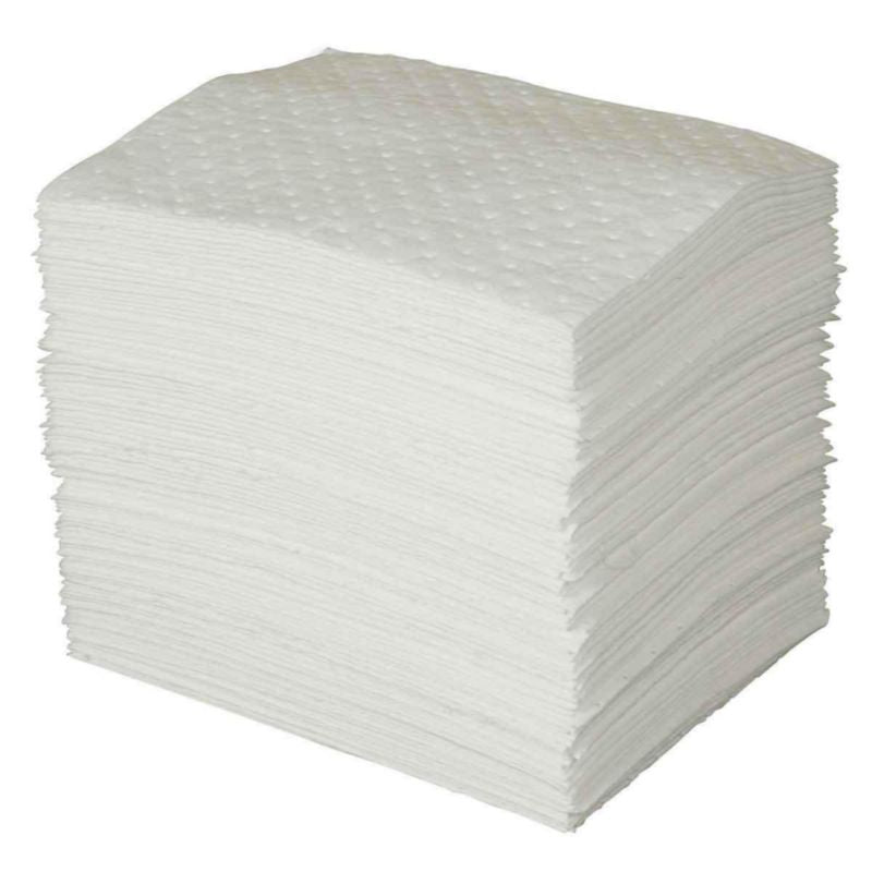 Tampons absorbants Brady 107821, huile seulement, blancs, 15 x 19 po, ballot de 100