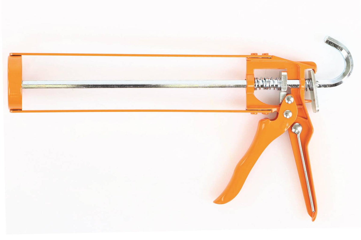 Pistolet à calfeutrer à cadre ouvert, débit régulé, avec pointe de nettoyage, 1 pièce