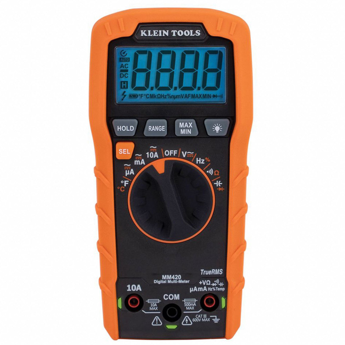 Multimètre numérique Klein Tools MM420, CAT III 600 V, TRMS, 4000 points, piles alcalines AAA incluses