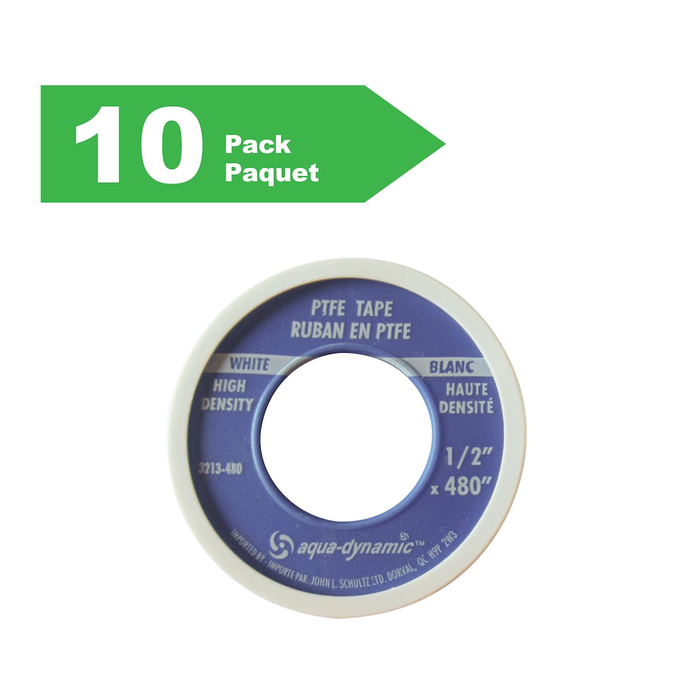 Ruban en PTFE blanc haute densité Aqua-Dynamic 3213-480-10, 13 mm x 12,2 m (1/2 po x 480 po), lot de 10 rouleaux