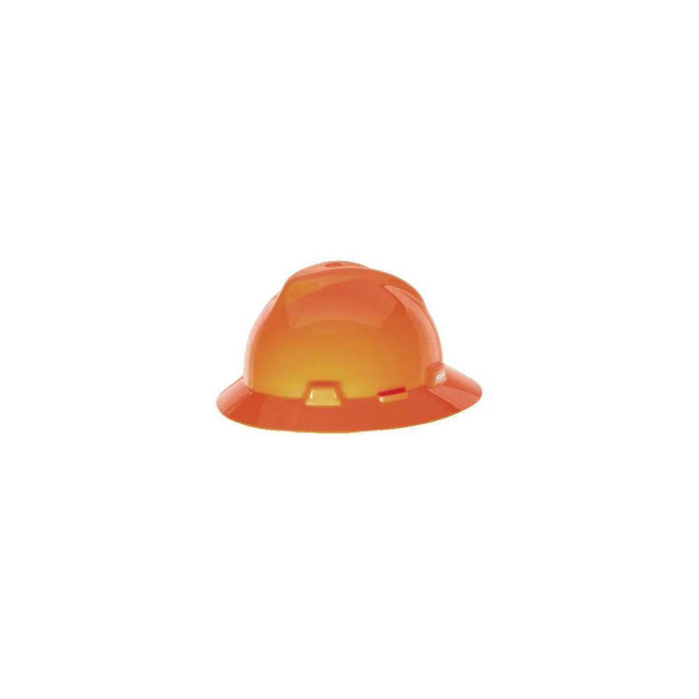 Casque de chantier à bord complet et fentes MSA 10021292, orange haute visibilité