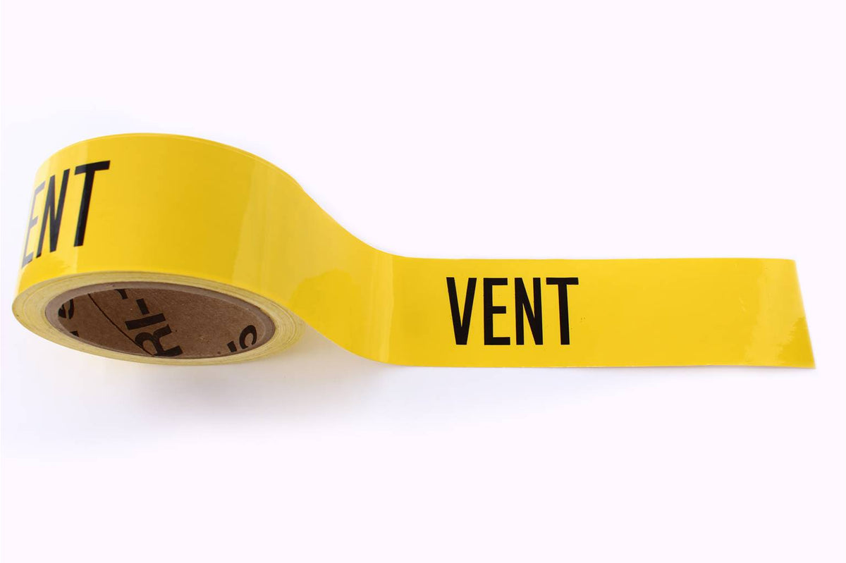 Ruban de marquage de tuyauterie autocollant, inscription VENT (évent), 2 po x 54 pi, 1 rouleau