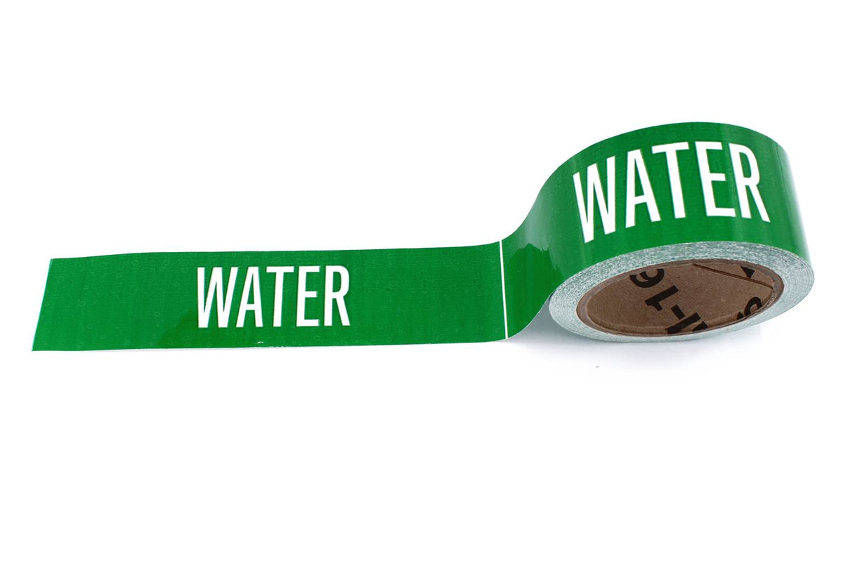 Ruban de marquage de tuyauterie autocollant, inscription WATER (eau), 2 po x 54 pi, 1 rouleau