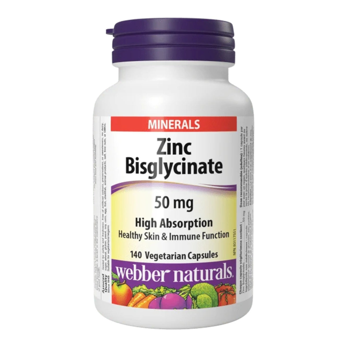 Bisglycinate de zinc 50 mg Webber Naturals