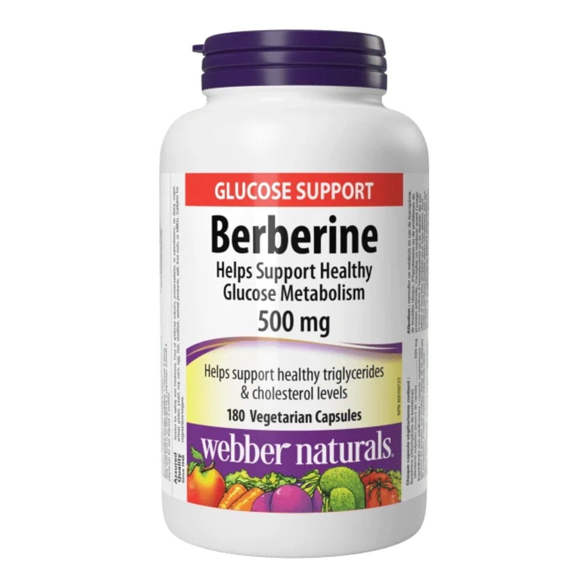 Berbérine 500 mg Webber Naturals – 180 capsules végétariennes
