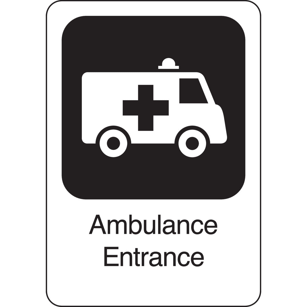 Panneau Entrée des ambulances 10 x 7 po, polyester, adhésif